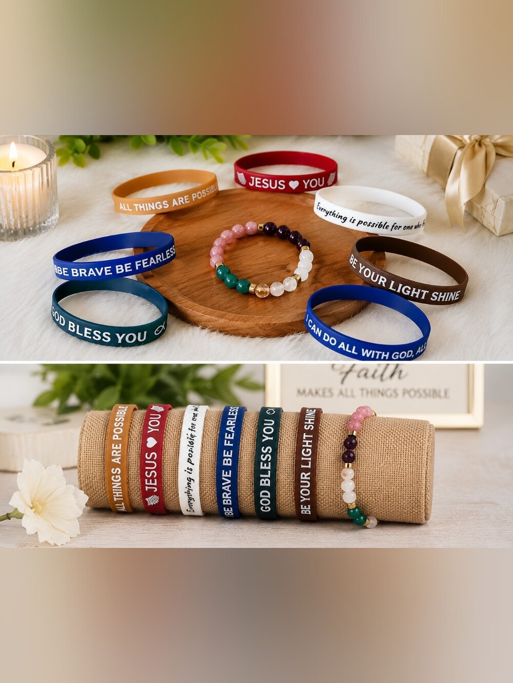 7-Piece Christian Faith Bracelet Set | Unisex Inspirational Spiritual Gift
